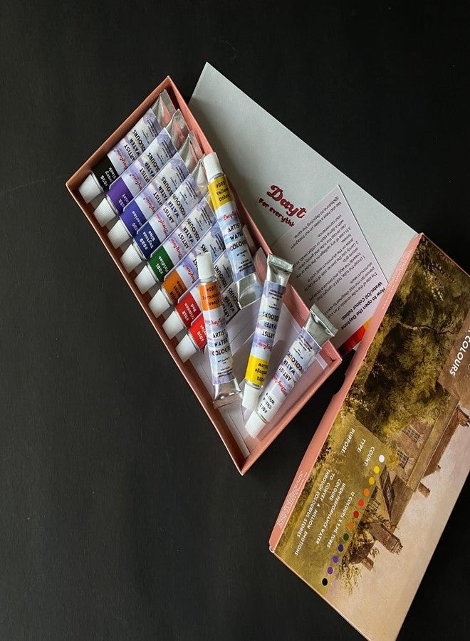 Daytone Artist Water Colours - Set of 12 Colours x 9 ml Tubes, Assorted - Image 2